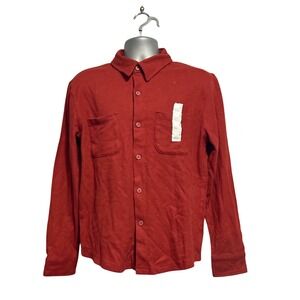 Goodfellow & Co Mens Red Long Sleeve Button Down Knit Shirt Standard Fit M NEW